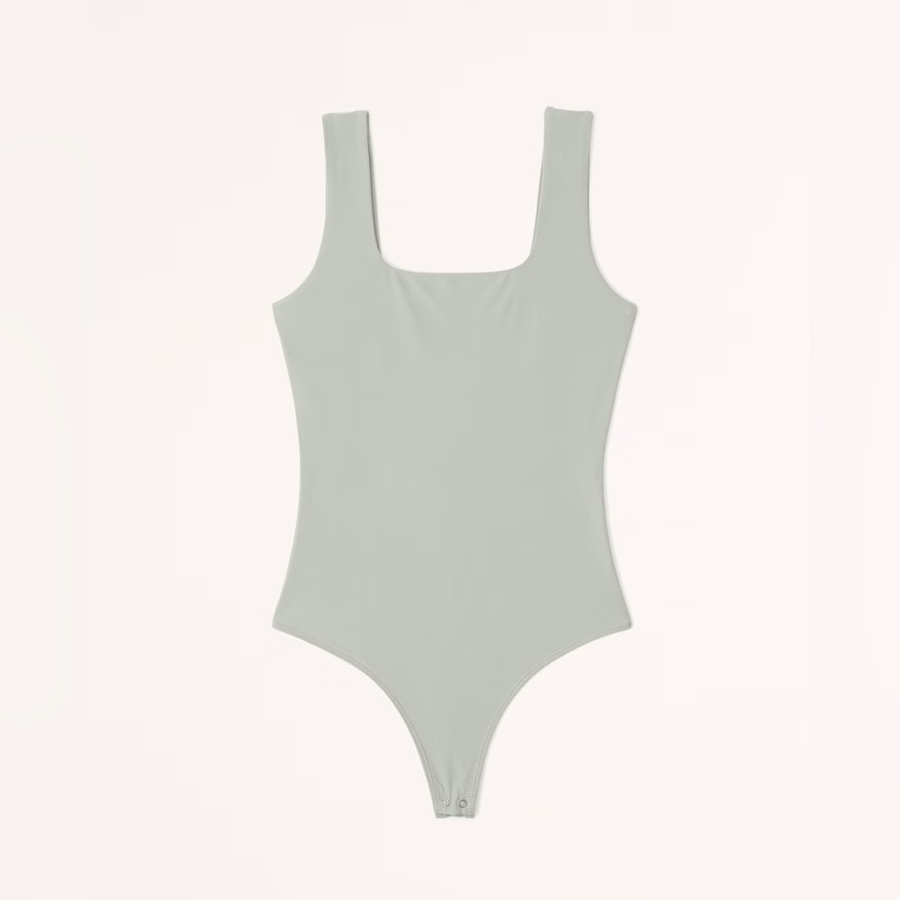 NWT Abercrombie Soft Matte Seamless Squareneck Bodysuit in Light Green